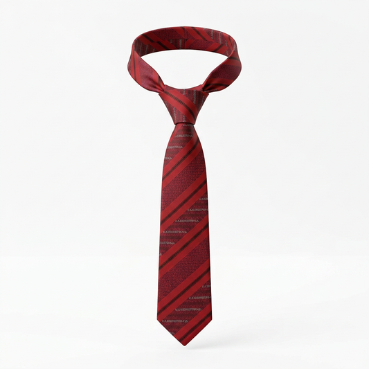 Silk Tie Croatia – Glagoljica by Croata (Kravata) Red striped tie on a white background