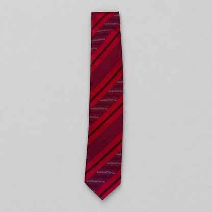 Silk Tie Croatia – Glagoljica by Croata (Kravata) Red and black striped tie with brand name on a light gray background snc shopncro