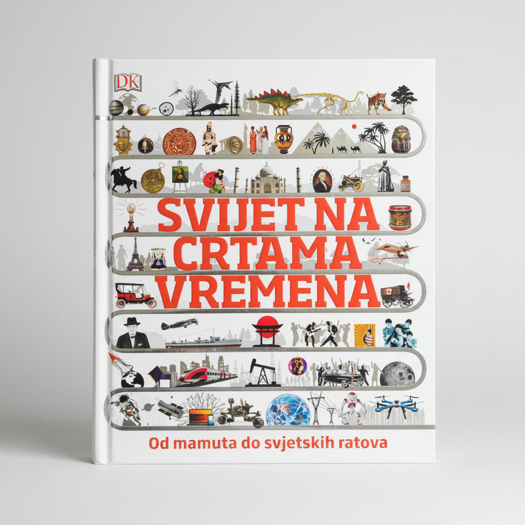 Svijet Na Crtama Vremena (World on the Lines of Time) Book cover with illustrations and text on a white background