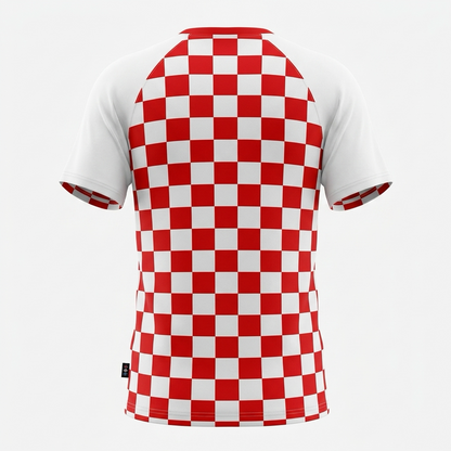 T-shirt Croatia Red and white checkered shirt on a light gray background