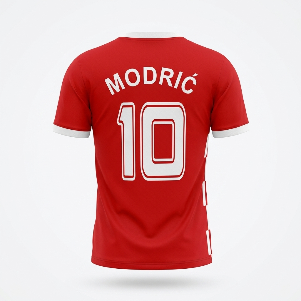 Red sports jersey with MODRIć and number '10' on a white background
