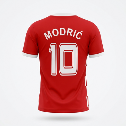 Red sports jersey with MODRIć and number '10' on a white background