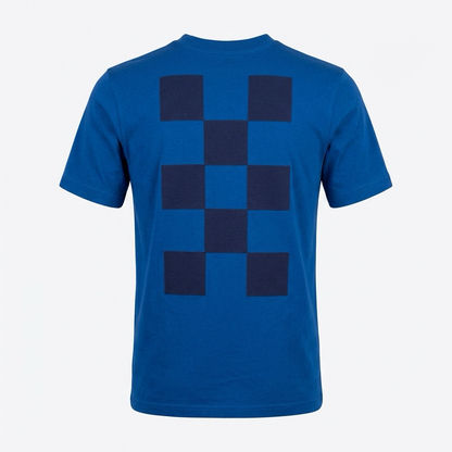 T-shirt Hrvatska by Adidas Blue t-shirt with a checkered pattern on a white background