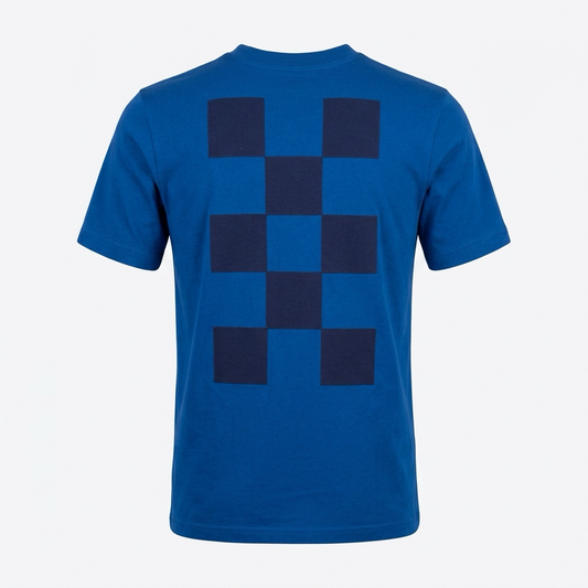 T-shirt Hrvatska by Adidas Blue t-shirt with a checkered pattern on a white background