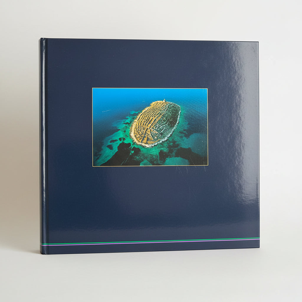 The Beauty of Croatia Matted photograph of a coral reef with a blue border