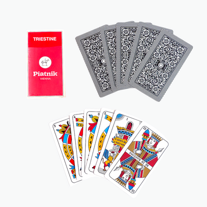 Triestine Piatnik Vienna Playing Cards Piatnik Triestine playing cards with a red box on a white background