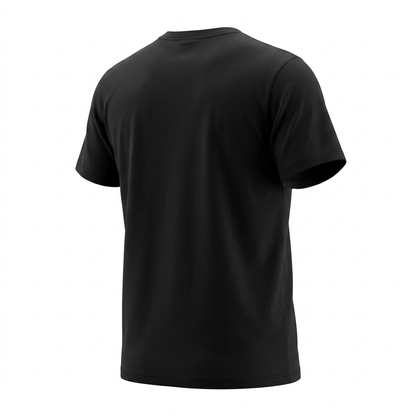 A black short-sleeve crewneck t-shirt shown from the back, isolated on a solid white background. Umbro Croatia T-shirt in black