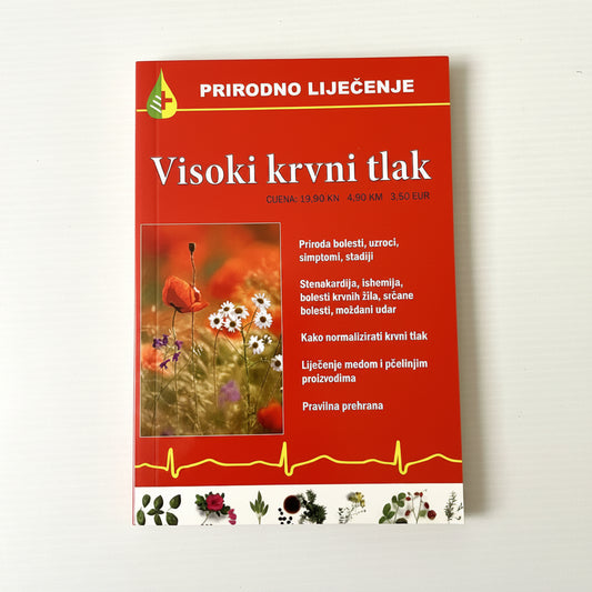 Prirodno Liječenje – Visoki krvni tlak (Natural Healing - High Blood Pressure) Book titled 'Visoki krvni tlak' with a red cover and nature-themed design on a white background