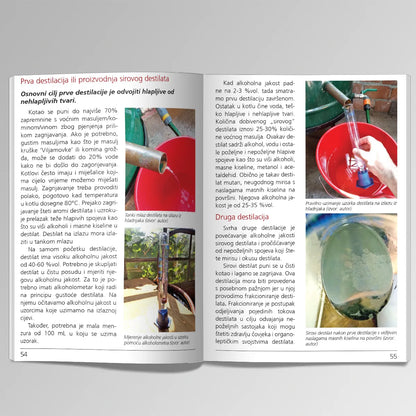 Voćne Rakije, Likeri i Travarice Page from a book or magazine showing images of distillation processes with text in a foreign language.