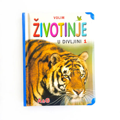 Volim Životinje u Divljini (Set of 2) Book cover with a tiger and colorful text on a white background