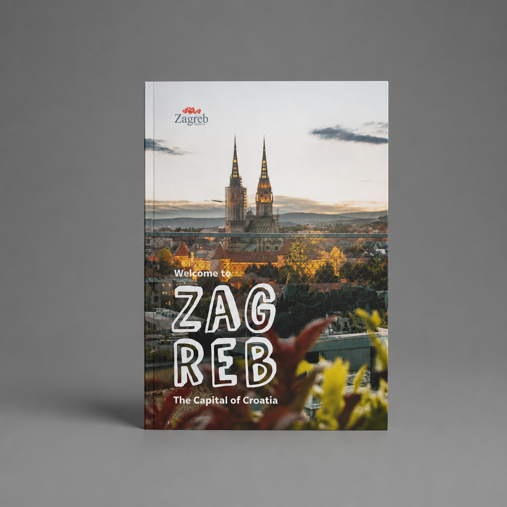 Welcome to Zagreb – The Capital of Croatia (Travel Guide) Book cover with Zagreb skyline and 'Welcome to Zagreb' text on a gray background