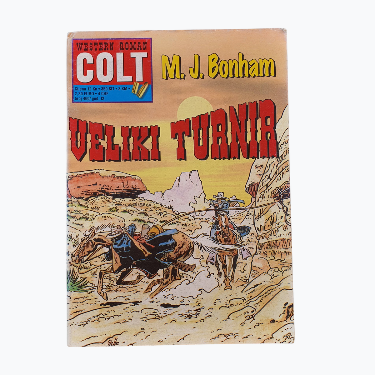 Book cover of 'WŌióki Turnir' by M.J. Bonham featuring a cowboy scene and 'Colt' branding.