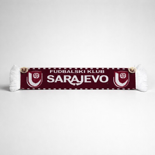 Window Banner Sarajevo with suction cup Scarf with 'Fudbalski Klub Sarajevo' text and logo on a white background