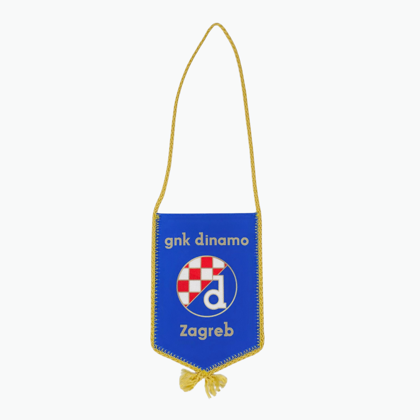gnk dinamo Zagreb Car Flag. Blue banner with 'gnk dinamo Zagreb' text and logo on a white background