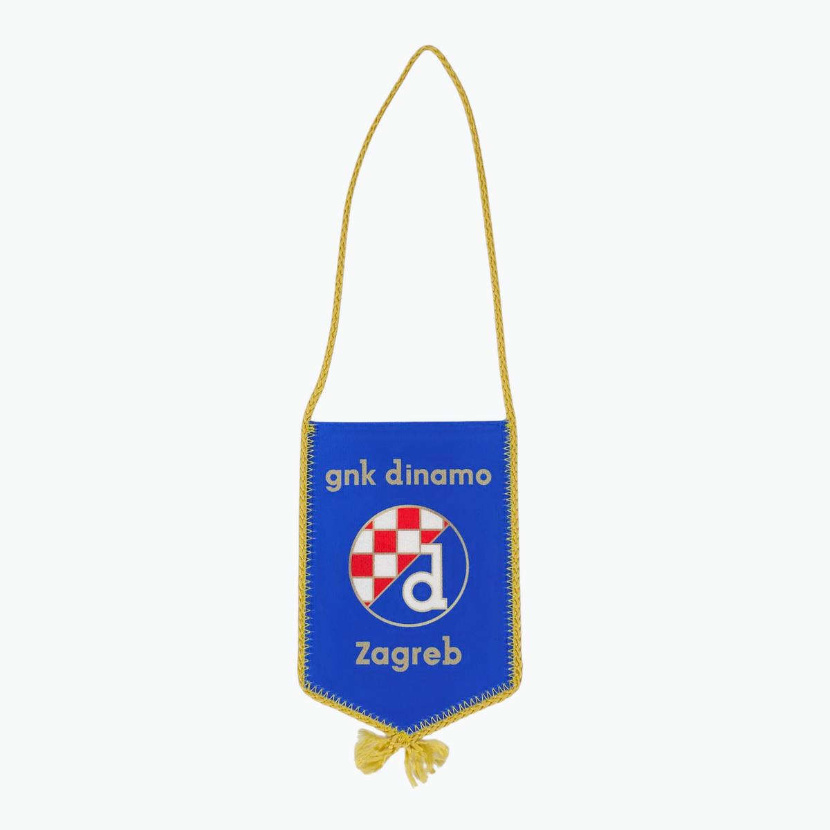 gnk dinamo Zagreb Car Flag. Blue banner with 'gnk dinamo Zagreb' text and logo on a white background