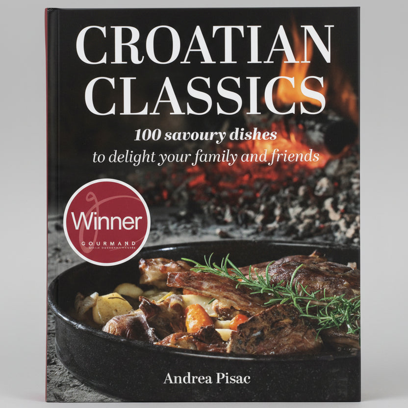 Croatian Classics: Cookbook in English Language Book cover of 'Croatian Classics' with a dish and Gourmand Winner badge.