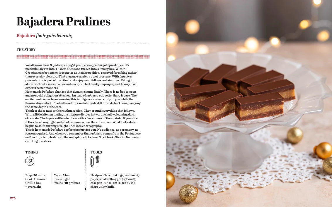 Croatian Sweets: Cookbook in English Language Bajadera Pralines on a white plate with a blurred background